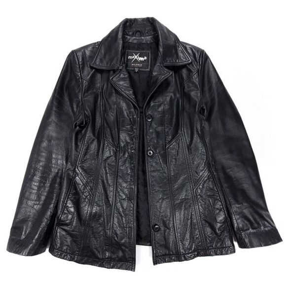 VINTAGE Wilsons Maxima 100% Genuine Leather Jacket Dad Coat Medium Black 90s Y2k - Picture 10 of 10